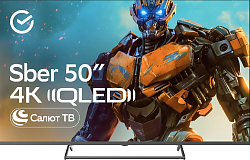 Телевизор QLED Sber 50" SDX-50UQ5231 Салют ТВ Frameless темно-серый 4K Ultra HD 60Hz DVB-T DVB-T2 DVB-C DVB-S DVB-S2 USB WiFi Smart TV