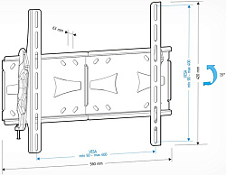 Кронштейн для телевизора Holder LCDS-5071 темный металлик 37"-55" макс.45кг настенный наклон