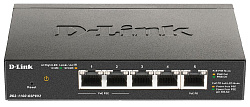 Коммутатор D-Link DGS-1100-05PDV2 5x1Гбит/с 2PoE 18W настраиваемый