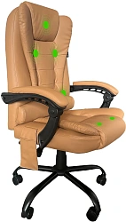 Кресло Cactus с вибромассажем CS-CHR-OC05M-BR бежевый экокожа с подголов. крестов. пластик черный