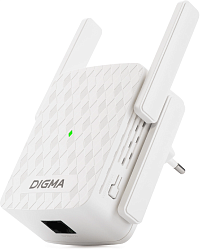 Повторитель беспроводного сигнала Digma D-WR310 (D-WR310V2) N300 Wi-Fi белый
