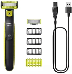 Бритва сетчатая Philips OneBlade QP2824/10 реж.эл.:3 питан.:аккум. черный/зеленый
