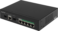 Коммутатор Netis P107GS (L2) 6x1Гбит/с 1xКомбо(1000BASE-T/SFP) 2SFP 4PoE 65W неуправляемый