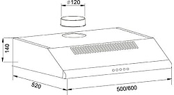 Вытяжка козырьковая Oasis UP-50W (F) белый управление: кнопочное (1 мотор)
