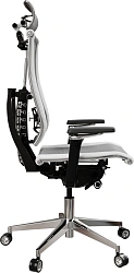 Кресло руководителя эргономичное Метта Yoga 4DF B2-14D - YM93+Infinity светло-серый/белый сиденье светло-серый/белый экокожа/сетка с подголов. крестов.5-луч. металл хром