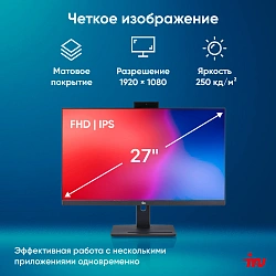 Моноблок IRU 27IM 27" Full HD i5 1235U (1.3) 16Gb SSD512Gb UHDG Windows 11 Pro GbitEth WiFi BT 120W Cam черный 1920x1080