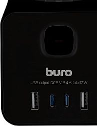 Сетевой удлинитель Buro BU-PTE4.1UC-B 1.5м (4 розетки) черный (коробка)