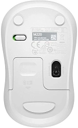Мышь Logitech Silent M220 белый оптическая 1000dpi silent беспров. USB 2but (910-006508)