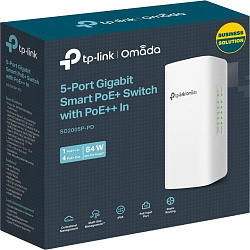 Коммутатор TP-Link SG2005P-PD (L2+) 5x1Гбит/с 4PoE+ 1PoE++ 64W управляемый