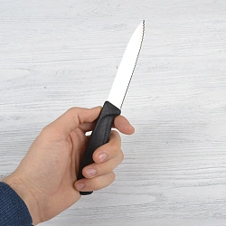 Нож кухонный Victorinox Swiss Classic (6.7733) стальной для чистки овощей и фруктов лезв.100мм серрейт. заточка черный
