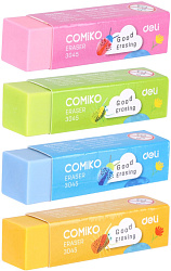 Ластик Deli E3045 Color 60x15x15мм ПВХ ассорти индивидуальная картонная упаковка