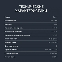 Колонки автомобильные Digma Core 6 100Вт 85дБ 4Ом 16см (6дюйм) (ком.:2кол.) коаксиальные двухполосные