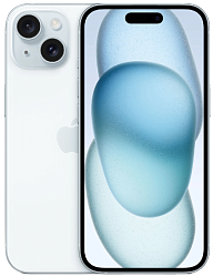 Смартфон Apple A3090 iPhone 15 256Gb голубой моноблок 3G 4G 1Sim 6.1" 1179x2556 iOS 17 48Mpix 802.11 a/b/g/n/ac/ax NFC GPS GSM900/1800 Protect