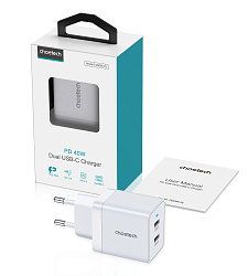 Сетевое зар./устр. Choetech Q5006-EU 40W 3A (PD) 2xUSB type-C универсальное белый (Q5006-EU-WH)