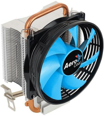 Устройство охлаждения(кулер) Aerocool Verkho 1-3P Soc-AM5/AM4/1200/1700/1851 черный/синий 3-pin 28dB Al+Cu 100W 280gr Ret