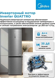Холодильник Midea MDRB522MGE46OD 2-хкамерн. нержавеющая сталь инвертер