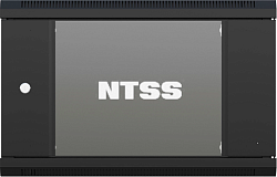 Шкаф коммутационный NTSS NTSS-W6U6045GS-BL настенный 6U 570x450мм пер.дв.стекл 60кг черный 350мм 18кг 220град. 370мм IP20 сталь