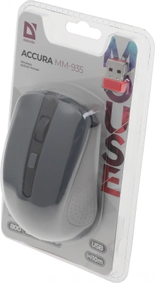Мышь Defender Accura MM-935 серый оптическая 1600dpi беспров. USB для ноутбука 3but (52936)