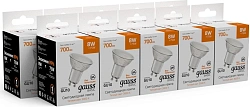 Лампа светодиодная Gauss Basic 10106182 8Вт цок.:GU10 софит 220B св.свеч.теп.св./дневн. (упак.:1шт)