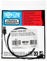 Кабель Tripplite U038-003 USB (m)-USB Type-C (m) 0.9м черный