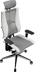 Кресло руководителя эргономичное Метта Yoga 4DF B2-14D - YM93+Infinity светло-серый/белый сиденье светло-серый/белый экокожа/сетка с подголов. крестов.5-луч. металл хром