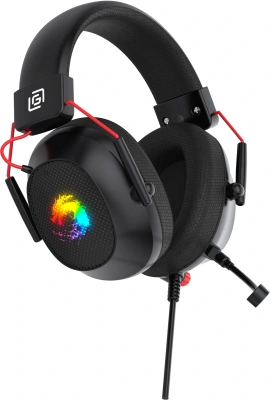 Наушники с микрофоном Оклик HS-L305G черный/красный 2м мониторные оголовье (2060511)