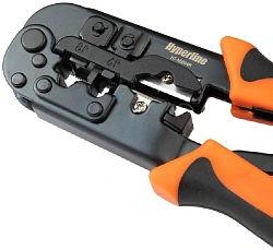 Инструмент обжимной Hyperline HT-N5684R для RJ-45/RJ-12/RJ-11 синий/оранжевый