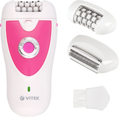 Эпилятор Vitek VT-2244 скор.:2 насад.:2 от электр.сети от аккум. белый/розовый