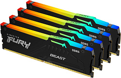 Память DDR5 4x16GB 6000MHz Kingston KF560C40BBAK4-64 Fury Beast RGB RTL Gaming PC5-48000 CL40 DIMM 288-pin 1.35В kit dual rank с радиатором Ret