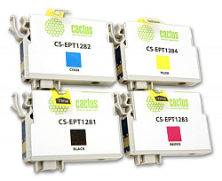Картридж струйный Cactus CS-EPT1285 T1285 черный/голубой/пурпурный/желтый набор (31мл) для Epson Stylus SX125/SX425W/SX420W/S22/Office BX305F/BX305FW с чипом