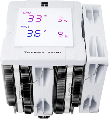 Устройство охлаждения(кулер) Thermalright Peerless Assassin 120 Digital Soc-AM5/AM4/1200/1700/1851 белый 4-pin 25.6dB Al+Cu LCD Ret (PA120-DIGITAL-WH)