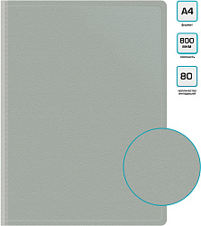 Папка с 80 прозр.вклад. Бюрократ -BPV80GREY A4 пластик 0.8мм торц.карм с бум. встав серый