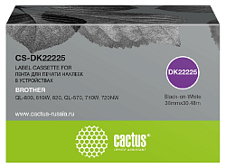 Картридж ленточный Cactus CS-DK22225 DK-22225 черный на белом 38x30.48 для Brother QL-800, 810W, 820, QL-570, 710W, 720NW