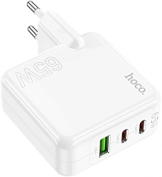 Сетевое зар./устр. Hoco C115A Header PD65W three-port(2C1A) charger(EU) 65W 3.25A+3A+2A+1.5A (PD+QC) универсальное белый (98312)