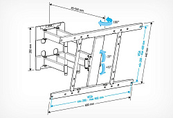 Кронштейн для телевизора Holder LCD-SU6602-B черный 26"-60" макс.45кг настенный поворот