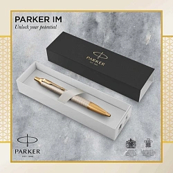 Ручка шариков. Parker IM Premium K323 (1931687) Grey GT M син. черн. подар.кор.