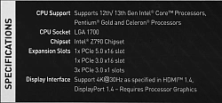 Материнская плата MSI PRO Z790-S WIFI Soc-1700 Intel Z790 4xDDR5 ATX AC`97 8ch(7.1) 2.5Gg RAID+HDMI+DP