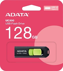 Флеш Диск A-Data 128Gb Type-C UC300 ACHO-UC300-128G-RBK/GN USB3.2 черный/зеленый
