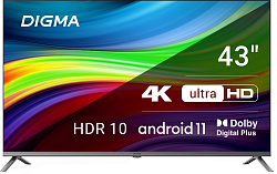 Телевизор LED Digma 43" DM-LED43UBB41 Android TV Frameless Metal темно-серебристый/серый 4K Ultra HD 60Hz DVB-T DVB-T2 DVB-C DVB-S DVB-S2 USB WiFi Smart TV