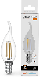 Лампа филам. Gauss Filament 10Вт цок.:E14 свеча 220B св.свеч.бел.теп. (упак.:10шт) (42110)