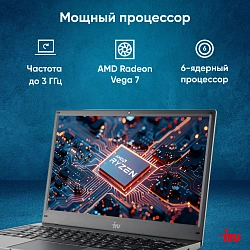 Ноутбук IRU Tactio 14RLH Ryzen 5 Pro 5675U 8Gb SSD256Gb AMD Radeon Graphics 14" IPS FHD (1920x1080) FreeDOS grey WiFi BT Cam 4000mAh (2058867)