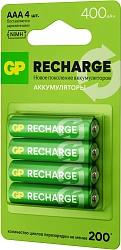 Аккумулятор GP RECHARGE AAA NiMH 400mAh (4шт)