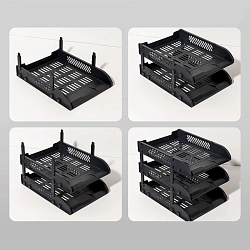 Лоток горизонтальный Deli E9213 BLACK сборный для бумаг 325x241x155мм черный пластик (упак.:3шт) пластиковый пакет