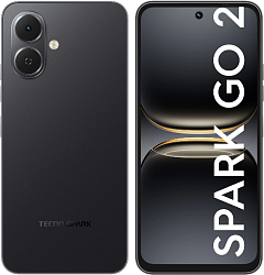 Смартфон Tecno Spark Go 2 64Gb 3Gb черный моноблок 3G 4G 2Sim 6.67" 720x1600 Android 15 13Mpix 802.11 a/b/g/n/ac GPS GSM900/1800 Protect FM microSD max1024Gb