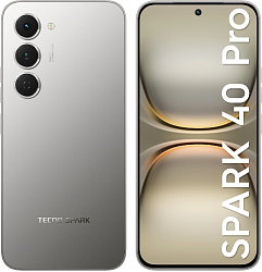 Смартфон Tecno Spark 40 Pro 128Gb 8Gb титан моноблок 3G 4G 2Sim 6.78" 1224x2720 Android 15 50Mpix 802.11 a/b/g/n/ac/ax NFC GPS GSM900/1800 Protect FM