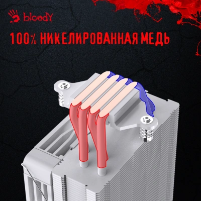 Устройство охлаждения(кулер) Bloody BD-AC205-ARGB1 ARGB Soc-AM5/AM4/1200/1700/1851 белый 4-pin 14-26dB Al+Cu LCD 205W 513gr Ret (BD-AC205-ARGB1-WH)