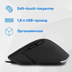 Мышь Оклик 503M черный оптическая 6400dpi silent USB для ноутбука 6but (1885417)