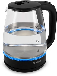 Чайник электрический Vitek VT-7032 1.8л. 1850Вт прозрачный/черный корпус: стекло