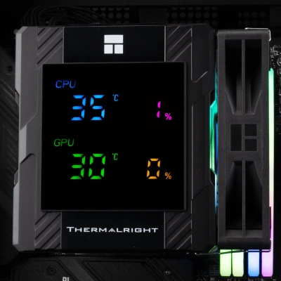 Устройство охлаждения(кулер) Thermalright Peerless Assassin 120 Digital ARGB Soc-AM5/AM4/1200/1700/1851 черный 4-pin 25.6dB Al+Cu LCD Ret (PA120-DIGITAL-BL-ARGB)