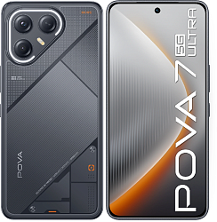Смартфон Tecno Pova 7 Ultra 5G 256Gb 8Gb черный моноблок 3G 4G 2Sim 6.67" 1260x2800 Android 15 108Mpix 802.11 a/b/g/n/ac/ax NFC GPS GSM900/1800 Protect
